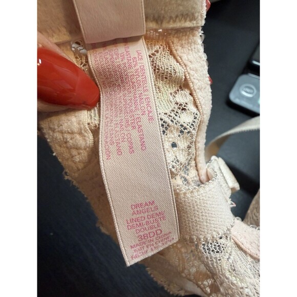 Victoria’s Secret Dream Angels Lined Demi Bra Underwire 38DD Pink Black Bow - Picture 7 of 7